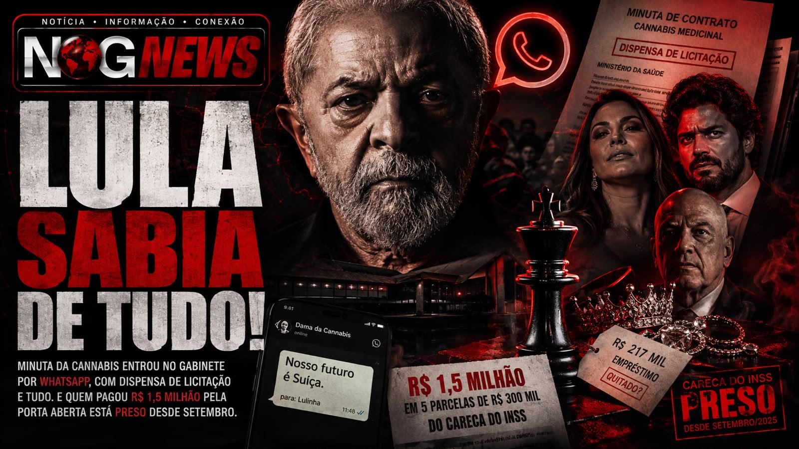 O PRÍNCIPE, A DAMA E O CARECA: A MINUTA DA CANNABIS ENTROU NO GABINETE DE LULA POR WHATSAPP, COM DISPENSA DE LICITAÇÃO E TUDO / E QUEM PAGOU R$ 1,5 MILHÃO PELA PORTA ABERTA ESTÁ PRESO DESDE SETEMBRO