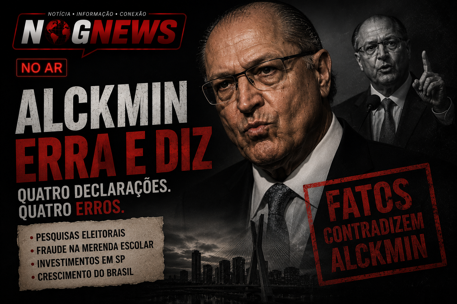 ALCKMIN ERRA AO FALAR DE PESQUISAS E DE FRAUDE NA MERENDA ESCOLAR