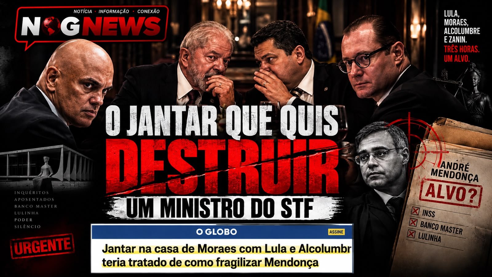 JANTAR NA CASA DE MORAES COM LULA E ALCOLUMBRE TERIA TRATADO DE COMO FRAGILIZAR MENDONÇA