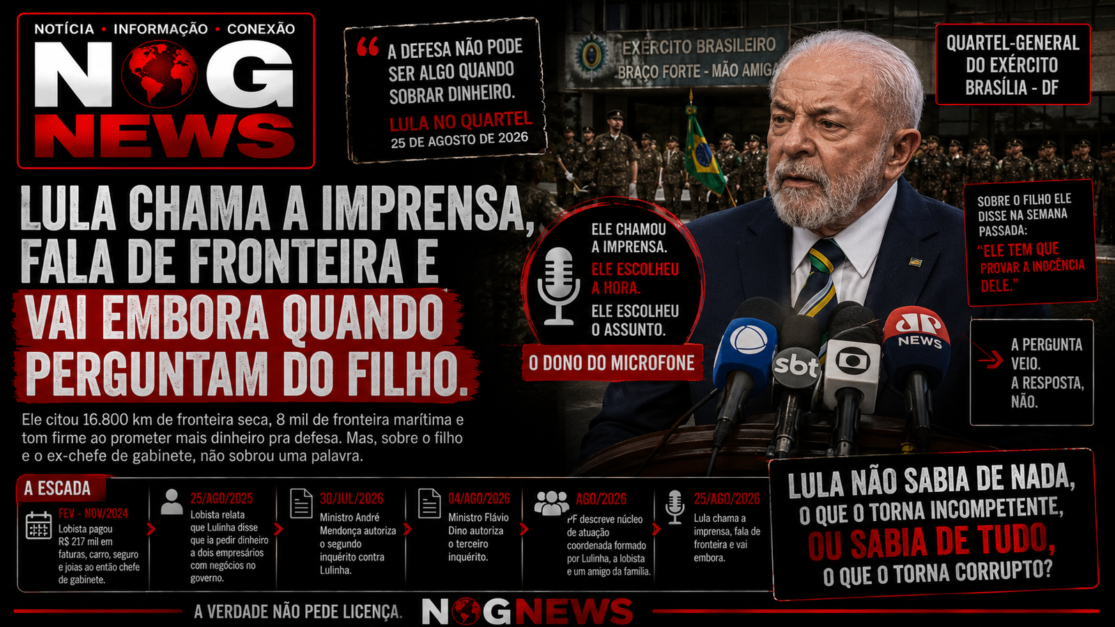 LULA CHAMA A IMPRENSA, FALA DE FRONTEIRA E VAI EMBORA QUANDO PERGUNTAM DO FILHO