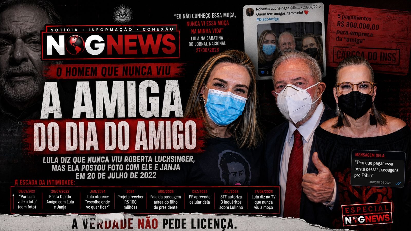 LULA DIZ NA GLOBO QUE NUNCA VIU ROBERTA LUCHSINGER. O POST DELA COM ELE E JANJA ESTÁ NO AR DESDE 20 DE JULHO DE 2022