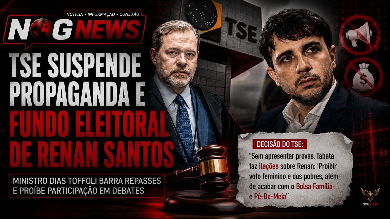 TOFFOLI TIRA RENAN SANTOS DA INTERNET, DOS DEBATES E DO FUNDO ELEITORAL A 34 DIAS DA ELEIÇÃO
