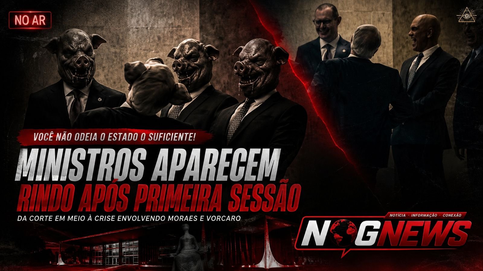 MORAES, GILMAR, ZANIN E FACHIN APARECEM RINDO APÓS A PRIMEIRA SESSÃO DEPOIS DO RELATÓRIO DA PF