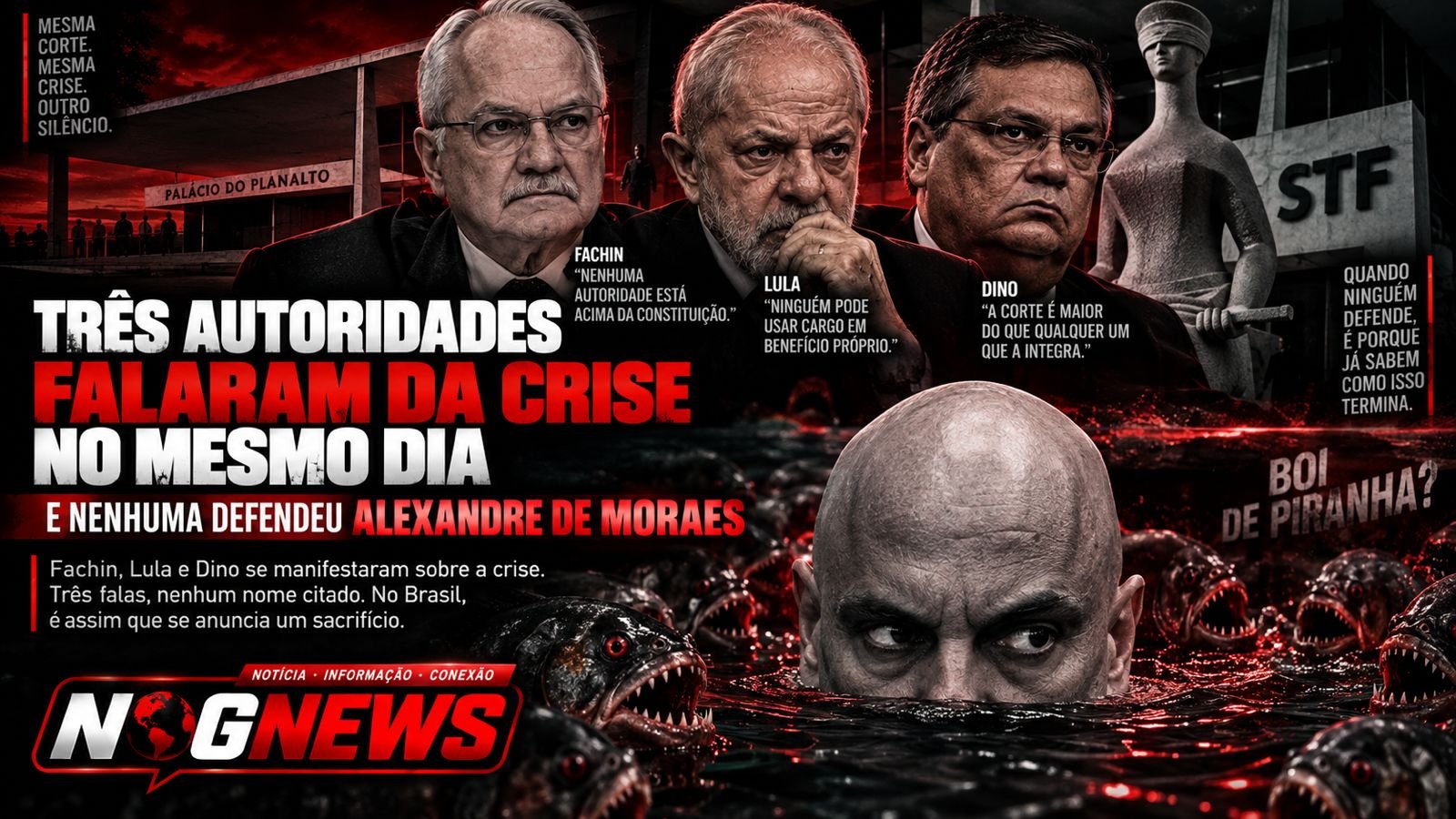 TRÊS AUTORIDADES FALARAM DA CRISE NO MESMO DIA E NENHUMA DEFENDEU ALEXANDRE DE MORAES