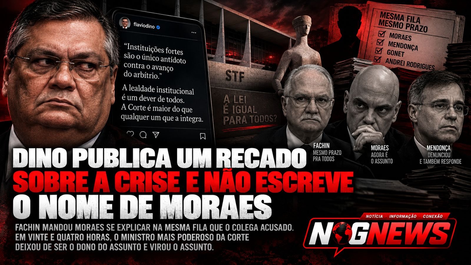 DINO PUBLICA UM RECADO SOBRE A CRISE E NÃO ESCREVE O NOME DE MORAES
