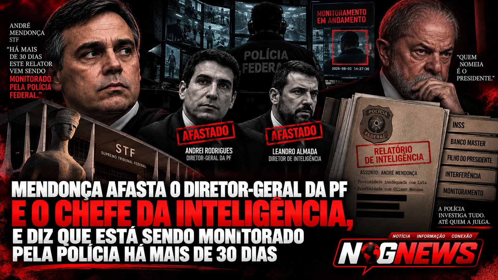 MENDONÇA AFASTA O DIRETOR-GERAL DA PF E O CHEFE DA INTELIGÊNCIA, E DIZ QUE ESTÁ SENDO MONITORADO PELA POLÍCIA HÁ MAIS DE 30 DIAS