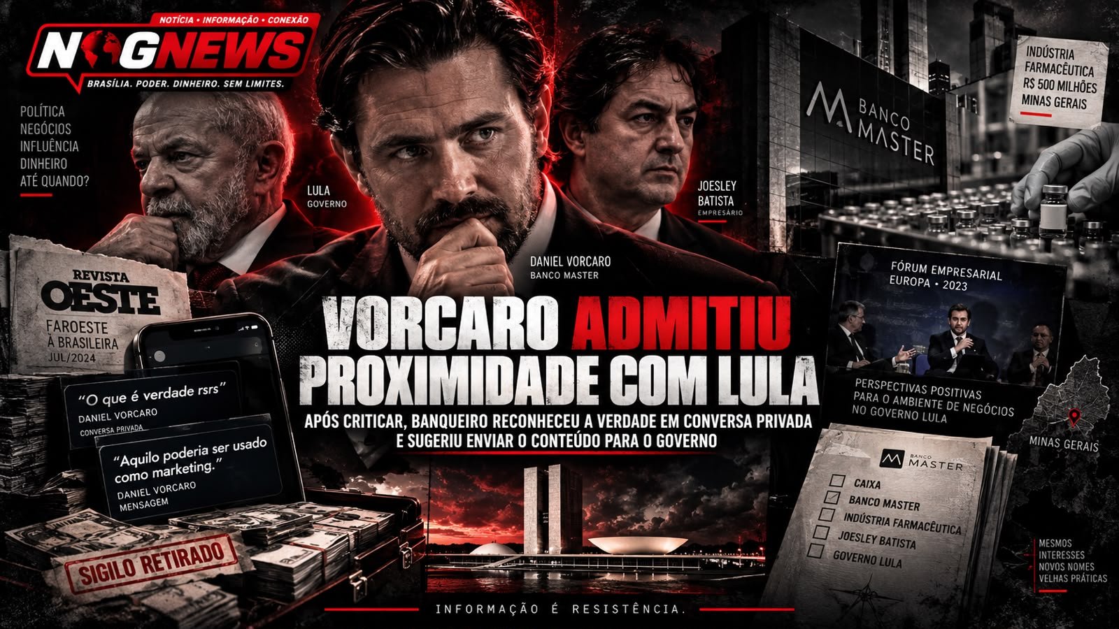 VORCARO ESCREVEU, EM 2024, QUE O BANCO MASTER ERA PRÓXIMO DO GOVERNO LULA "IGUAL OS IRMÃOS BATISTA"