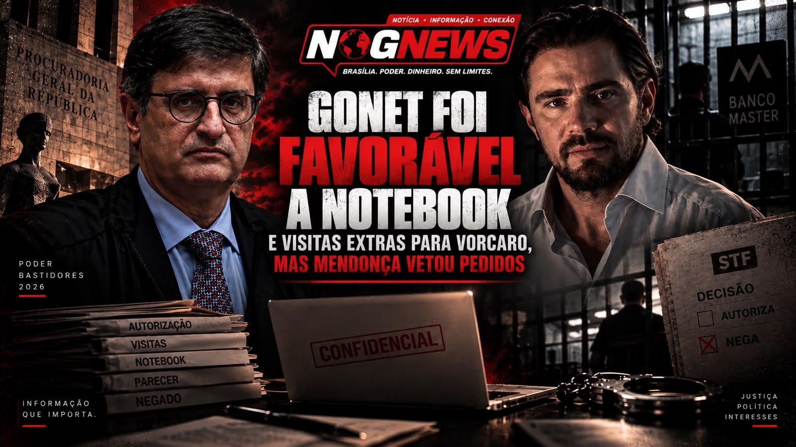 O PROCURADOR-GERAL DA REPÚBLICA FOI FAVORÁVEL AO NOTEBOOK DE VORCARO NA CELA E ÀS VISITAS DE ADVOGADO EM FINS DE SEMANA E FERIADOS