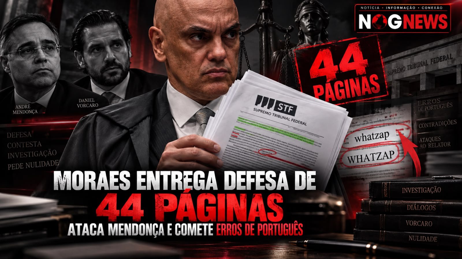 MORAES ENTREGA 44 PÁGINAS AO STF, REPETE 26 VEZES QUE MENDONÇA É "ILEGAL" E ERRA O NOME DO WHATSAPP