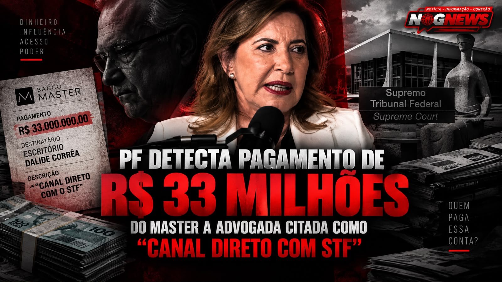 PF ACHA PAGAMENTO DE R$ 33 MILHÕES DO MASTER A ADVOGADA APONTADA EM MENSAGENS COMO "CANAL DIRETO COM O STF"