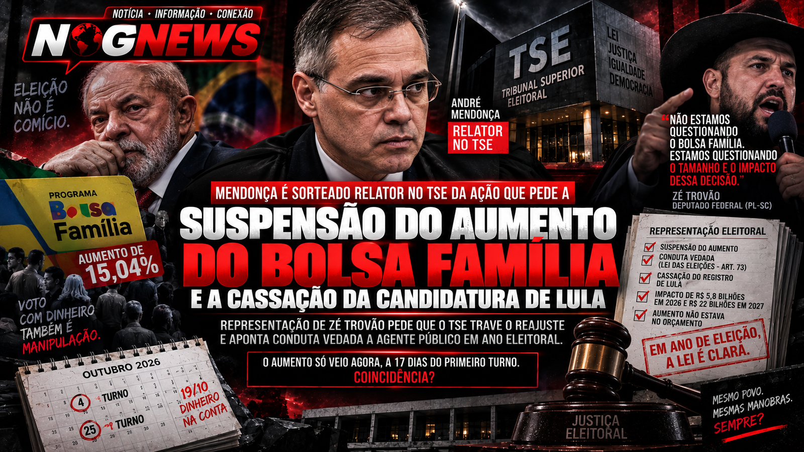 MENDONÇA É SORTEADO RELATOR NO TSE DA AÇÃO QUE PEDE A SUSPENSÃO DO AUMENTO DO BOLSA FAMÍLIA E A CASSAÇÃO DA CANDIDATURA DE LULA