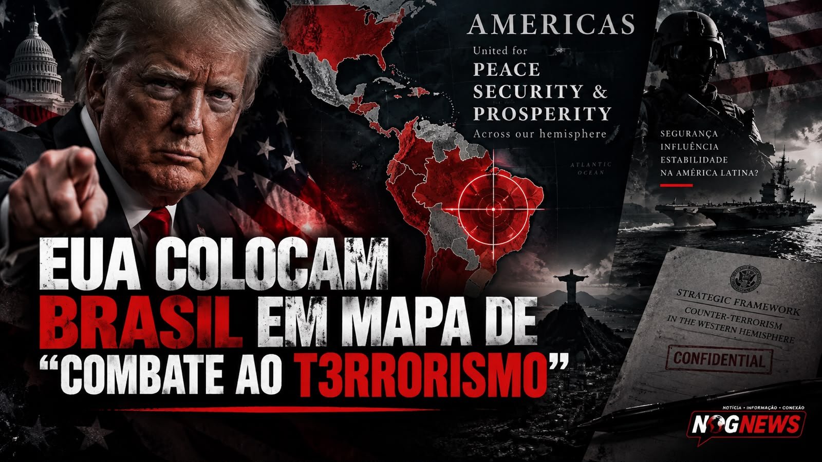 EUA PUBLICAM MAPA DA COALIZÃO "ESCUDO DAS AMÉRICAS" COM O BRASIL EM CINZA, AO LADO DE VENEZUELA E NICARÁGUA, E APAGAM O POST 30 MINUTOS DEPOIS