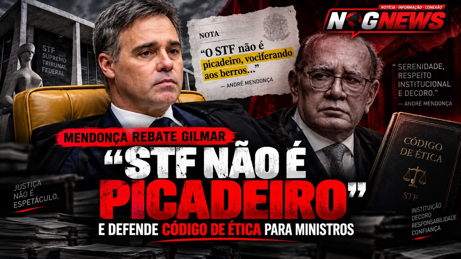 GILMAR CHAMA MENDONÇA DE "PIXULECO ELEITORAL". MENDONÇA RESPONDE QUE O STF NÃO É PICADEIRO E COBRA CÓDIGO DE ÉTICA